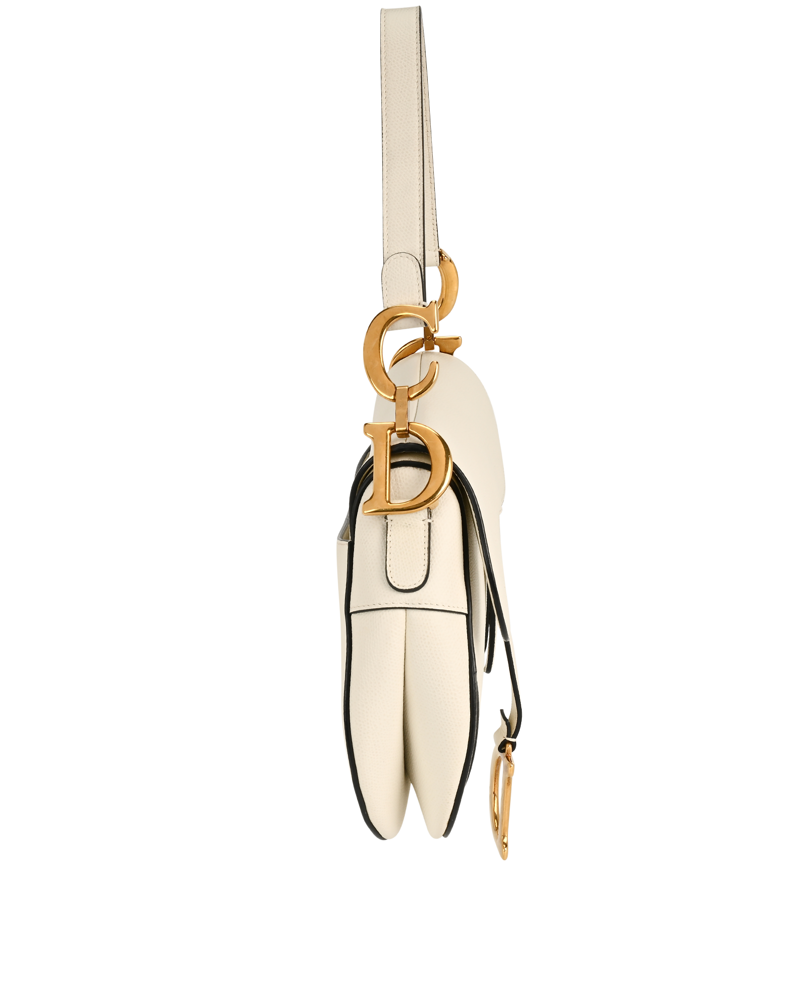 Medium Saddle Bag, &pound;1,800, Handbags, Cream, Leather, Side view